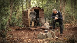 Off Grid Cabin in the Forest  Roast Chestnuts Woodstove Camp in the Woods [upl. by Lasley]