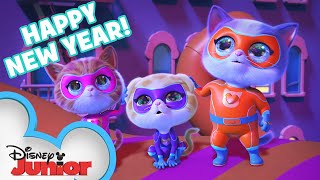 SuperKitties New Years Eve Celebration 🎉  2024 Yarn Ball Drop 🧶  disneyjr​ [upl. by Carmen727]