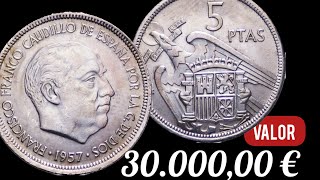 Moneda de 5 Pesetas de Franco de 1957 Una Joya Valiosa de España [upl. by Laenaj]