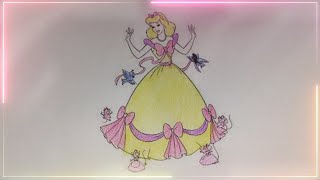 Draw and color a girl wearing a skirt with birds and mice [upl. by Ailey]