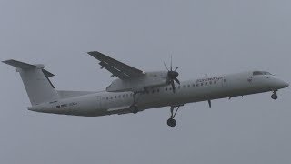 LANDING IN THE THICK FOG Eurowings De Havilland Canada DHC8400 DABQJ at Berlin Tegel Airport [upl. by Ponce160]