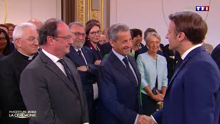 Investiture  Emmanuel Macron salue Nicolas Sarkozy et François Hollande [upl. by Sommers]