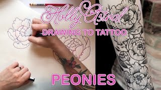 DRAWING TO TATTOO Peonies [upl. by Setarcos962]