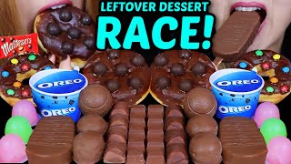 ASMR LEFTOVER DESSERT RACE MALTESERS CHOCOLATE DONUT OREO ICE CREAM CUPS MILKA OREO BALLS KINDER [upl. by Lang586]