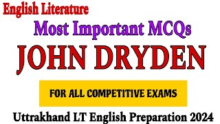 john dryden mcq  john dryden as a poet  mcq on john dryden  mac flecknoe  absalom and achitophel [upl. by Zed]