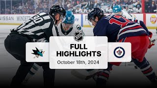 Sharks at Jets  October 18 2024  NHL Full Game Highlights [upl. by Holey363]