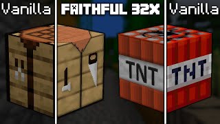 Faithful 32x32 Texture Pack vs Vanilla Minecraft [upl. by Lilias65]