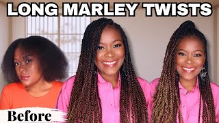 Long Marley Twists How to Small Twists on Natural Hair [upl. by Atteve]