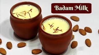 Badam Milk Recipe  Almond Milk  Badam Milkshake  KabitasKitchen [upl. by Aninahs]