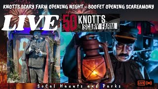 LIVE Knotts Scary Farm 50th Haunt Opening Night BooFet Hanging Cinema Slasher The Keeper Ghost Town [upl. by Ahron]