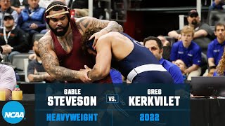 Gable Steveson vs Greg Kerkvilet 2022 NCAA wrestling championship semifinals 285 lb [upl. by Soigroeg]