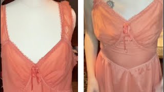 Sewing by hand Fix vintage nightgown vintagestyle nightgown tryon sewing vintagesewing [upl. by Slosberg]