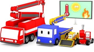 The Fire Truck  Learn with Tiny Trucks bulldozer crane excavator  Educational cartoon for kids [upl. by Troyes706]