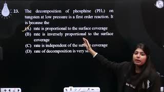 The decomposition of phosphine PH3 on tungsten at low pressure is a first order reaction It i [upl. by Nuzzi]