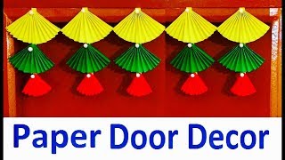 Door hanging Toran  Door decor craft from simple color paper  Bandarwal  Christmas decoration [upl. by Llenreb823]