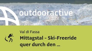 Ski Freeride Abfahrt im Val di Fassa Mittagstal  SkiFreeride quer durch den Sellastock [upl. by Alekat278]