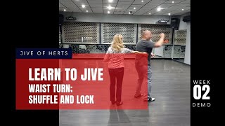 How to Rock amp Roll Jive  Jive Dance Lessons  Waist Turn Shuffle and Lock Week 2 Demo [upl. by Enirehs]