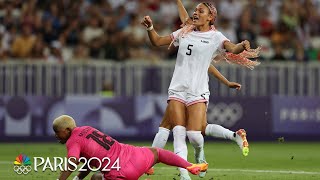 Trinity Rodman scores USWNTs first goal at Paris Olympics with FLAIR  Paris Olympics  NBC Sports [upl. by Ahtnahc]