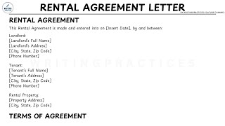 LETTER TEMPLATE How To Write A RENTAL AGREEMENT LETTER Step by Step Guide  Writing Practices [upl. by Mair]