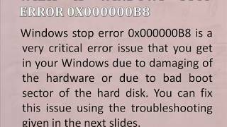 Easy Way to Fix Windows Stop Error 0x000000B8 [upl. by Zawde]