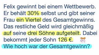 Kannst du den Gewinn berechnen Ein Rätsel mit Brüchen und Prozenten [upl. by Alieka]