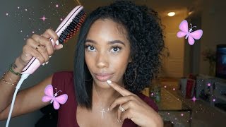 Does it work  Hair Straightener Brush on Natural Hair [upl. by Bartel380]