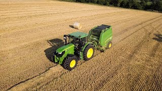 Rundballen pressen mit John Deere 6145R und RB990 Mittelfranken 2018 [upl. by Stutman800]