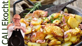 So machst du perfekte Bratkartoffeln  knusprig mit Speck und Zwiebeln [upl. by Janeen]