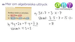 G 35 Mer om algebraiska uttryck [upl. by Cynthia]