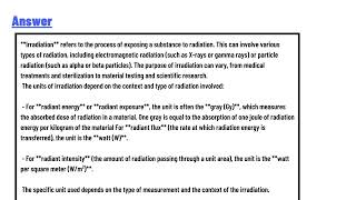 What is irradiation What are its units [upl. by Rebmetpes166]