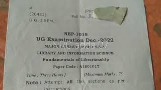 BA 1st semester last year question paper of library and information science fundamental CCSU NEP [upl. by Ydnyl]