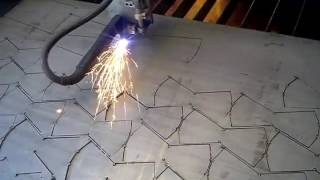 Cutting gussets flat with bend line  WMF Alpha Wolf CNC Plasma Cutter [upl. by Eanom]