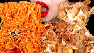 ASMR SPICY FIRE NOODLES TAKOYAKI 불닭볶음면 타코야끼 먹방 MUKBANG EATING SOUNDS 咀嚼音  ZOEY ASMR [upl. by Nylaroc]