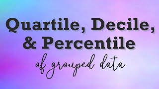 QUARTILE DECILE and PERCENTILE Measures of Position of Grouped Data [upl. by Lydnek823]