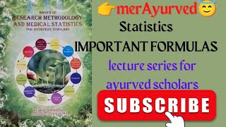 STATISTICS IMPORTANT FORMULAS FOR VARIOUS EXAMS AYURVEDA SCHOLARS [upl. by Rehpotsrik]