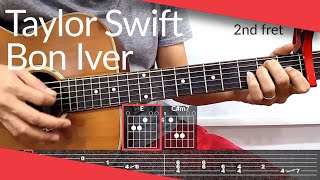 exile Taylor Swift Bon Iver Guitar Tutorial  Tab Chords Strumming [upl. by Eb]