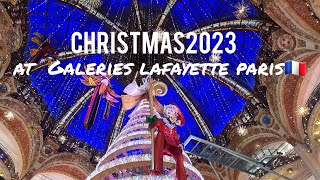 Christmas ambience at Galeries Lafayette haussmann Paris🇫🇷 Christmas2023 in Paris Noël à Paris [upl. by Cortney]