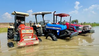 Washing My Tractors in Deep Water  Swaraj 855 Fe  Mahindra Arjun NOVO 605  New Holland 3630 4wd [upl. by Buckler]