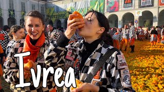 Carnival of Ivrea 2023 Piazza Ottinetti Ivrea Italy [upl. by Howlend]