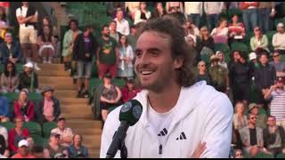 Stefanos Tsitsipas post match on court Interview 😍 [upl. by Fineman]