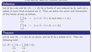 Section 23 part 2 Distributive laws for indexed families of sets [upl. by Porta]