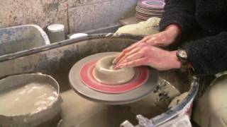 Making throwing a few different simple clay pottery ash trays  plates  dishes  on the wheel [upl. by Gamin]