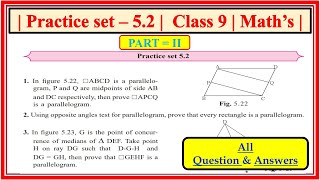 Practice set 52 class 9 maths part 2  Chapter 5 Quadrilaterals  Maharashtra State Board class9th [upl. by Lucina]