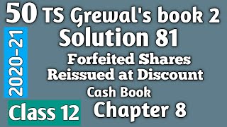 50 Forfeited Shares Reissued at Discount TS Grewals Solution 81 Class 12 Accountancy 202021 [upl. by Saidee544]