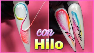 Tecnica String Pull con Hilo 💅🏼✨Nail Art [upl. by Ahseem]