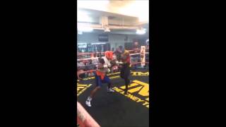 FLOYD MAYWEATHER SPARRING 168POUND FIGHTER FOR 15 ROUNDS WHILE PREPARING FOR MARCOS MAIDANA [upl. by Heindrick]