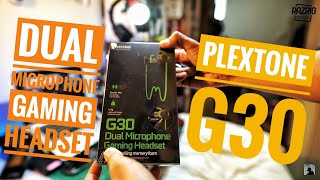 PLEXTONE G30 UNBOXING  DUAL MICROPHONE GAMING HEADSET QUICK TEST [upl. by Orabel]