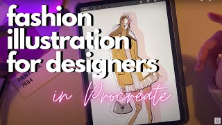 Procreate Fashion Illustration  How To Draw Clothes On A Fashion Croquis  Digital Art Tutorial [upl. by Ymrots400]