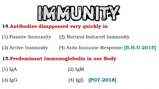 MCQs on ImmunityImmunology QuestionsMost important quiz [upl. by Glick]