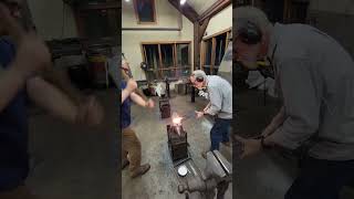 Forging down 15in wrought anchor chain to make scythe peening tool blacksmith iron steel forge [upl. by Kitti]